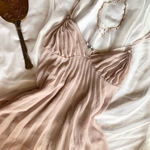 Blush pink sheer pleated lingerie dress women's
